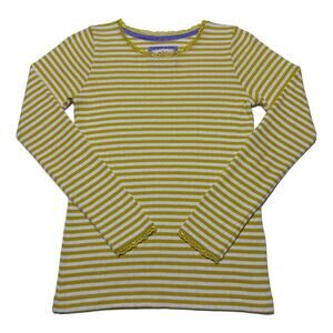 Mini Boden long-sleeved striped pointelle knit top
